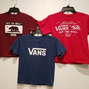 3 Vans tshirts. Burgundy, blue and red.